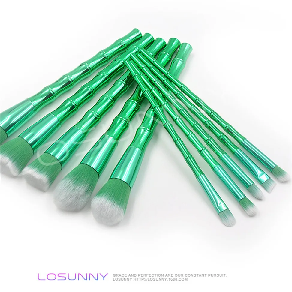 Professional Women Green Bamboo Brushes Makeup Tool Kit Soft Makeup
