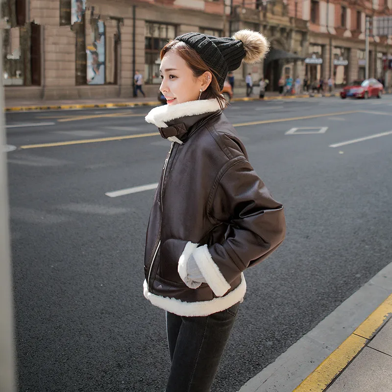 Кожаная куртка из искусственного меха ягненка, корейские куртки, зимняя куртка для женщин, короткое плотное пальто, женские парки, Mujer Chaqueta Mujer MY3477