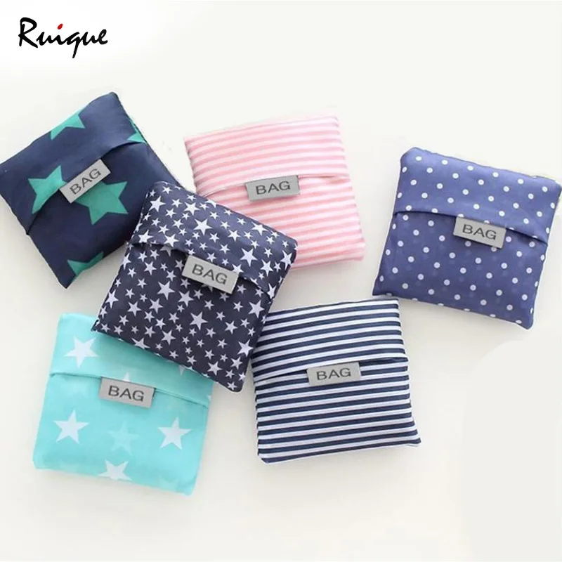 

Ruique Women Folding Reusable Shopping Bag Fashion Printing Portable Multi-function Tote Bag Large-capacity Storage Bags