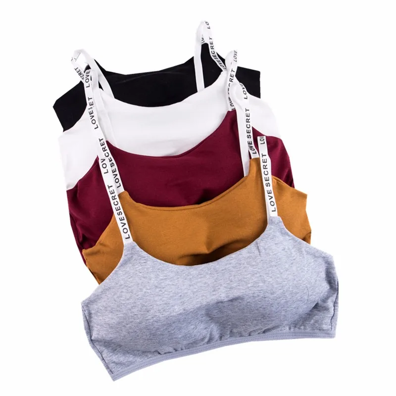 5 Colors New Fashion Bra Screw Thread Vest Top Bras For Women Letter Straps Wire Free Lingerie Women Underwear Solid Sexy Bra