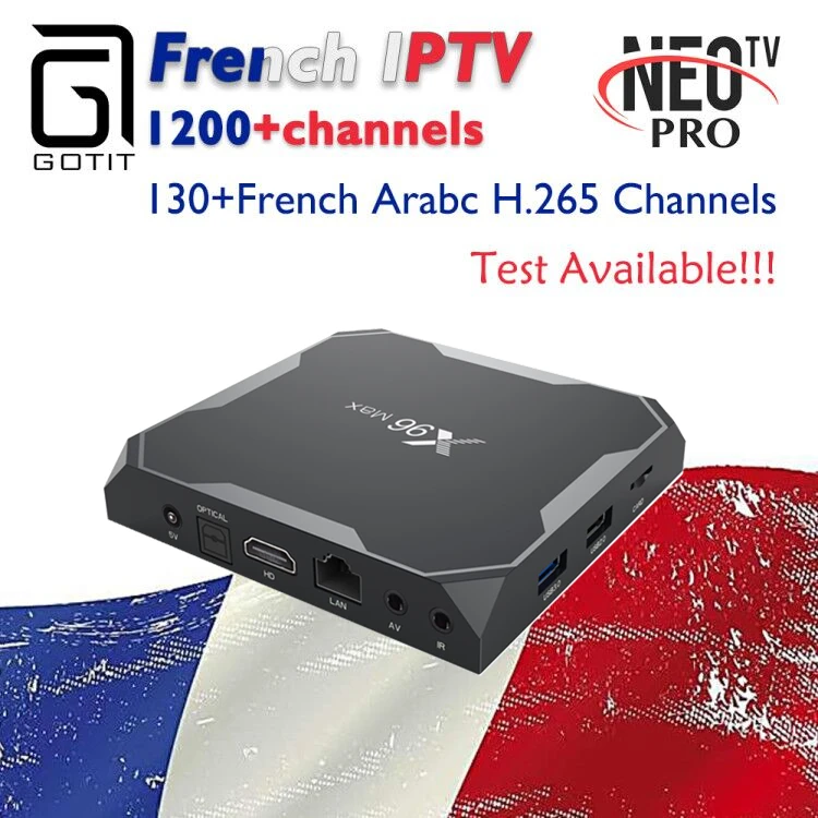 

GOTiT French X96 Max Android 8.1 TV Box 32G/64G Amlogic S905X2 Dual-WIFI +1100+Live Neo IPTV Arabic Belgium Morocco Set top box