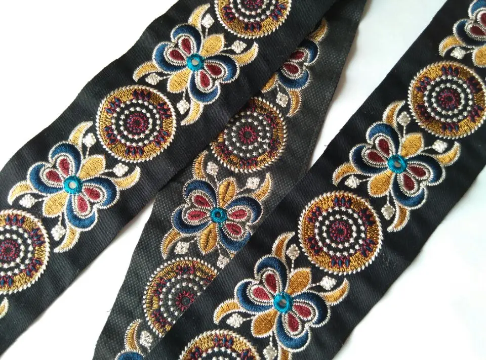 

miao cross stitch mirror embroidery fabric lace trim 7cm dress collar ribbon tape webbing ethnic tribal nepal indian boho gypsy