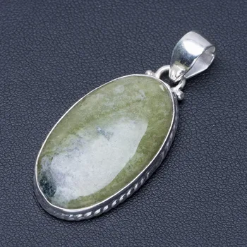 

Natural Green Unakite Punk Style 925 Sterling Silver Pendant 2" Q0781