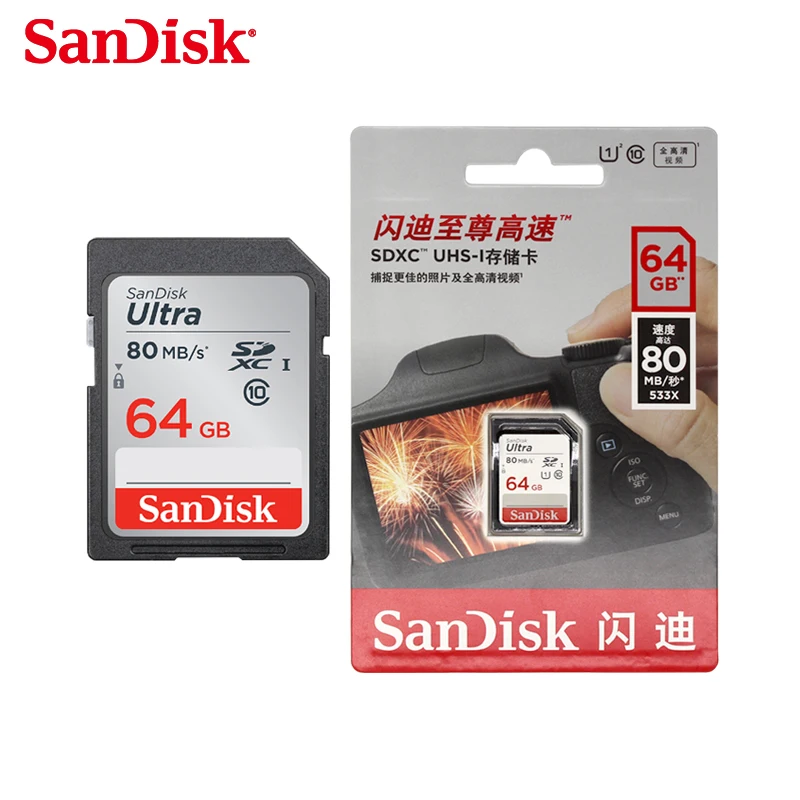 Высокая скорость Sandisk SD card Class10 16 ГБ 32 ГБ 64 ГБ 128 ГБ 80 МБ/с. оригинал TF карта карты памяти flash реальная емкость стик для камеры