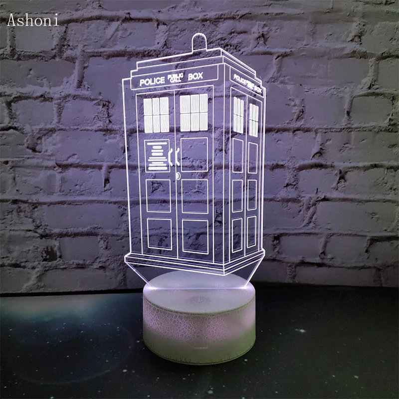  7 Colors Change Lamp Doctor Who Police Box 3D Lamp Acrylic LED USB Table Lamp TARDIS Lights Multi-c - 33001916620