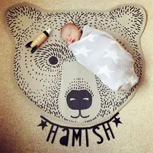 Серый мультфильм Животные медведь первом коврик ползать Одеяло круглый Tapete для декора детской комнаты ковров холст Для детей игровой коврик