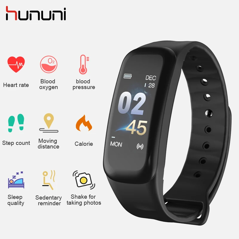 HUNUNI C1 фитнес трекер для сна Браслет шагомер многоязычный измерения