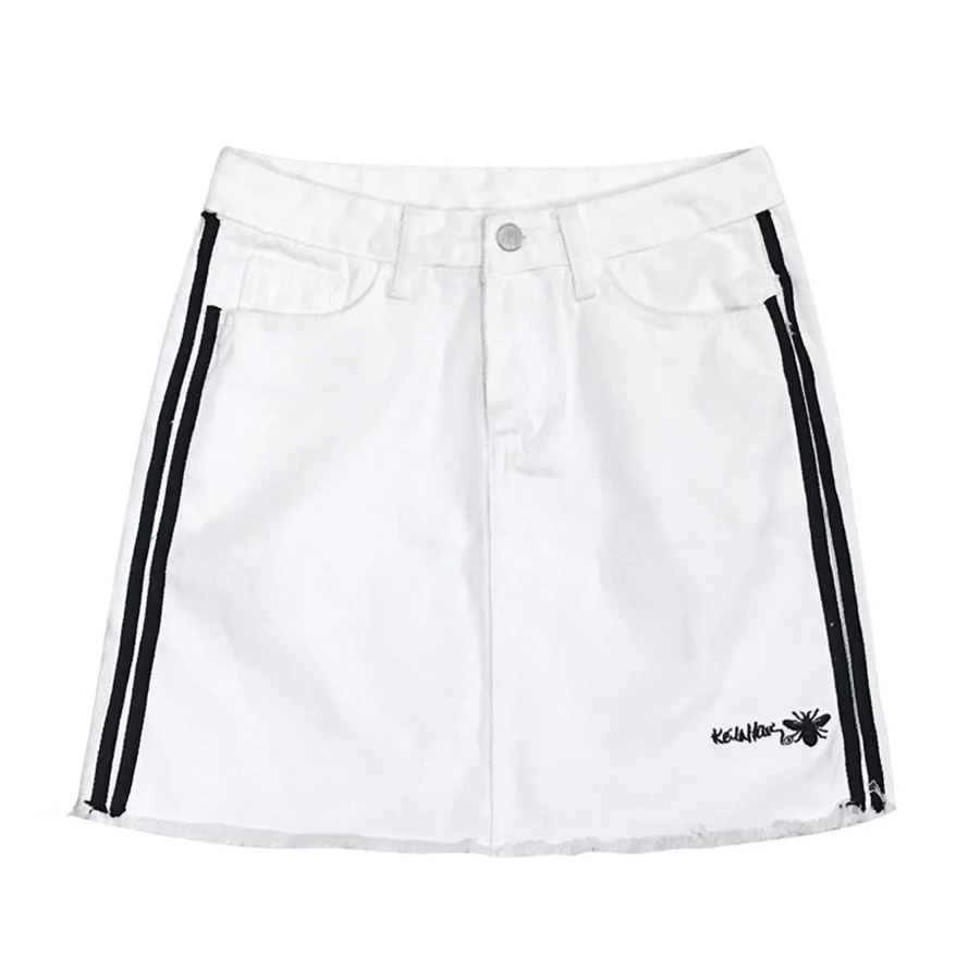 short white jean skirt