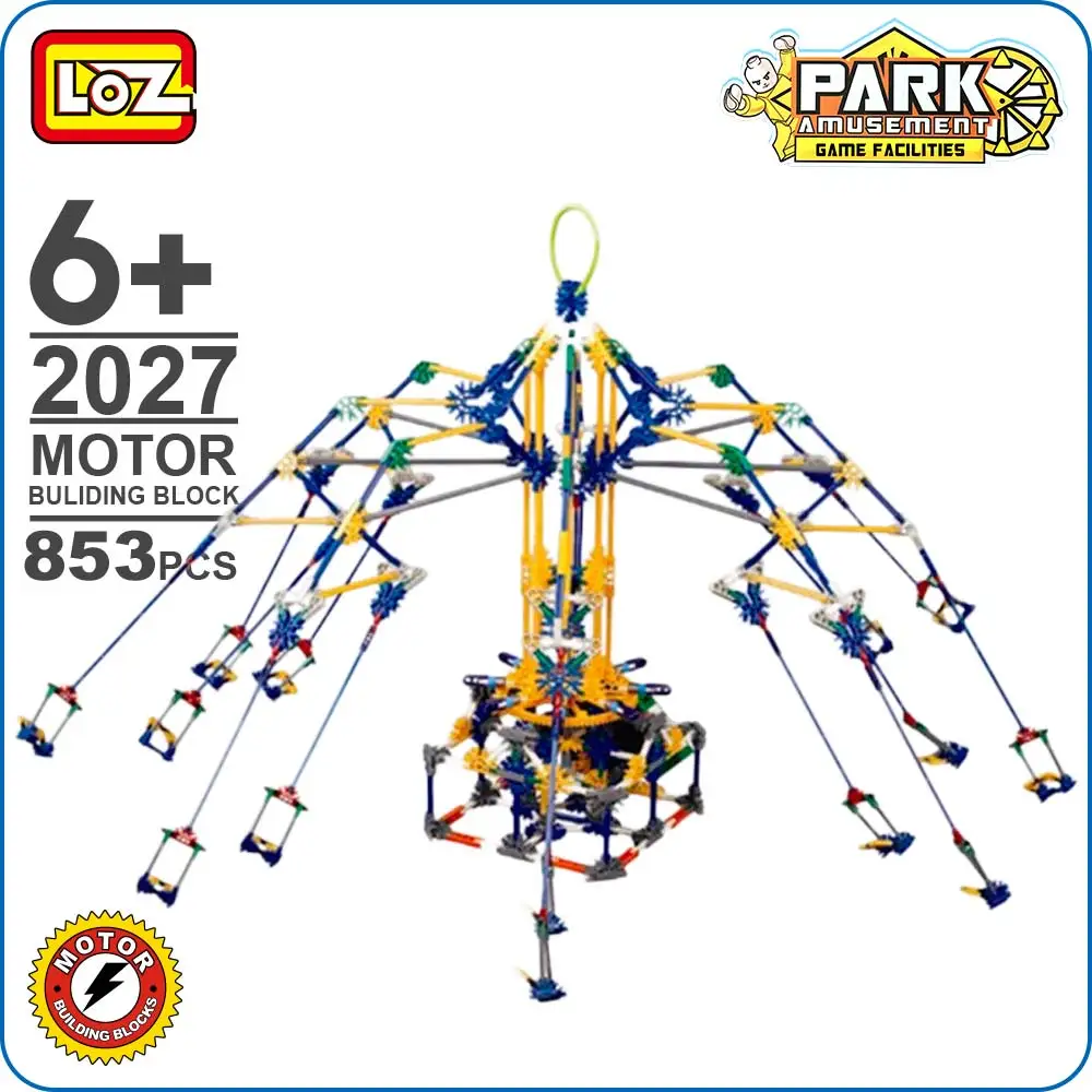 

LOZ Friends Motor Building Blocks Roller Coaster Diy Model Rotary Swing Toys Battery Bricks Amusement Park Blocks Technic 2027