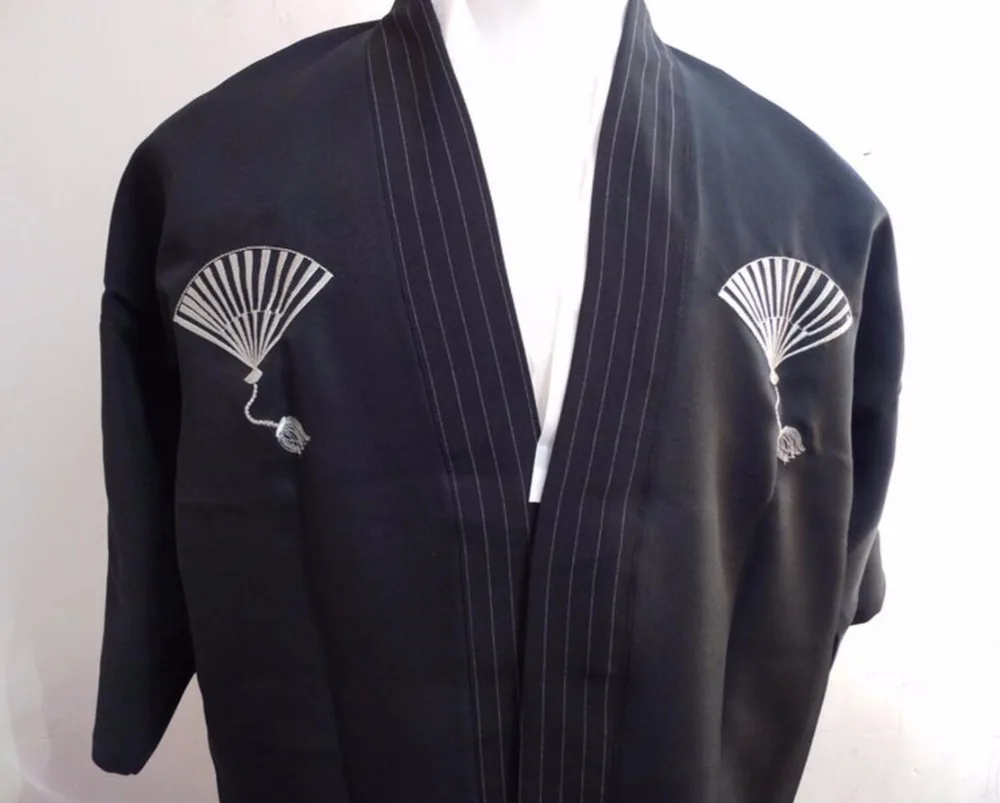 Японские кимоно самурайский костюм чай культуры одежды Азии одежда мужские белый черный с коротким рукавом