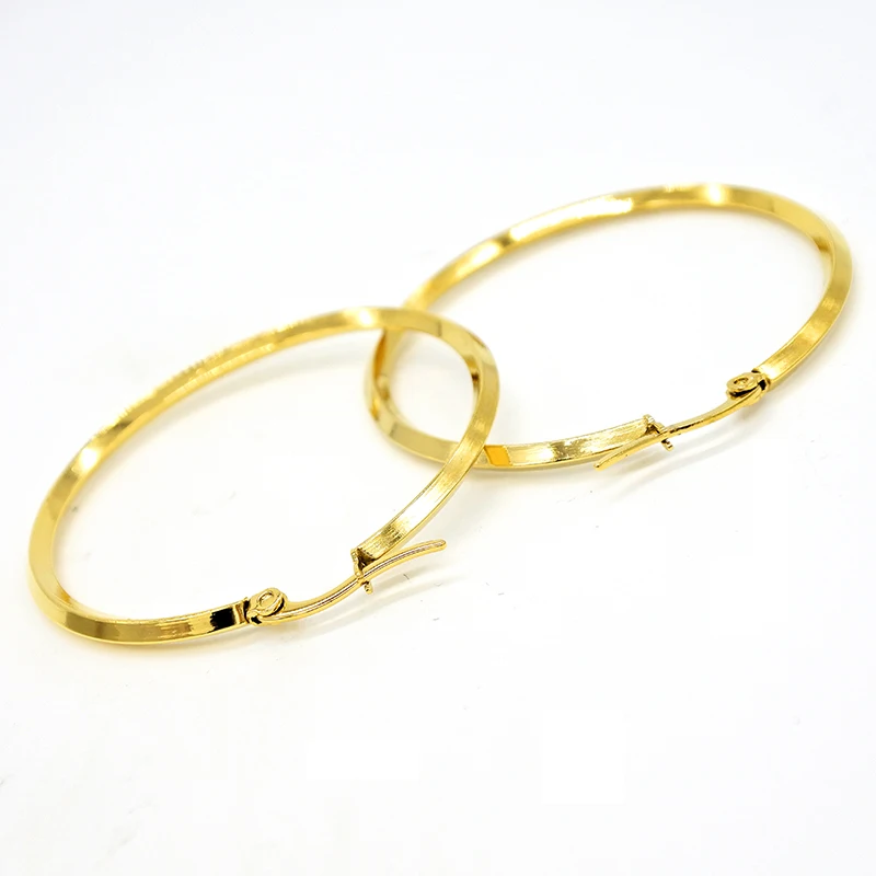 

AMUMIU Gold Fashion Big Circle Classic Hoop Earrings Gold Stainless Steel Earring For Women Pendientes Mujer HZE041