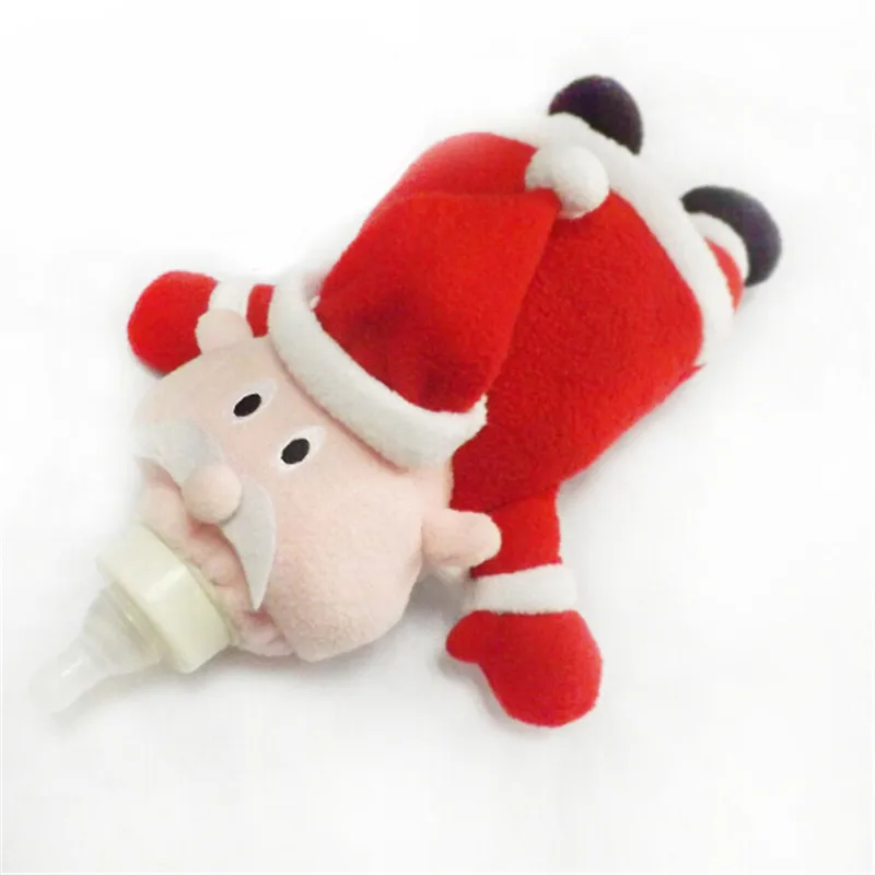 Детская Крышка для бутылочки для кормления держать удобный пакет держатель изоляционные сумки мультфильм Санта Клаус милый мягкий плюш