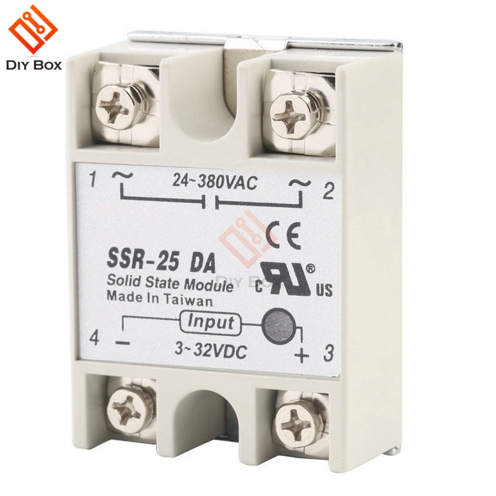 

Solid State Relay SSR-25DA 3-32V DC to 24-380V AC 25A Current 250V Working Voltage White Solid State Relay Module Board