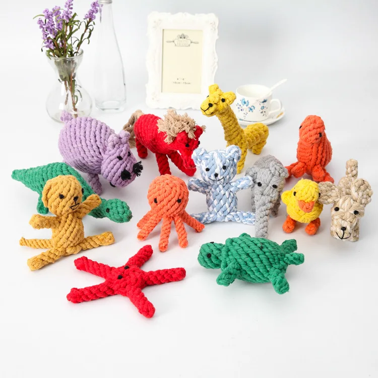 

Dog Toys Animal Design Cotton Dog Rope Toys Durable Cotton Chew Toys Training Teething Toys for Small to Medium Puppy