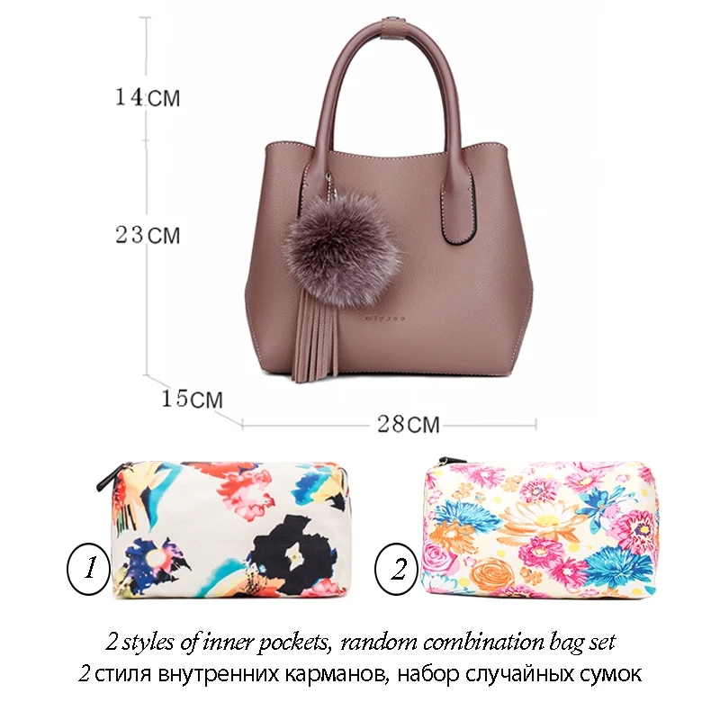 MIYACO Women's Handbags Brand Ladies Bags Totes Female Messenger Bag Casual Hand Bag Set with Floral Pouch