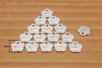 

metal label tag HANDMADE charm alloying silver 8 mm 50 pieces i80