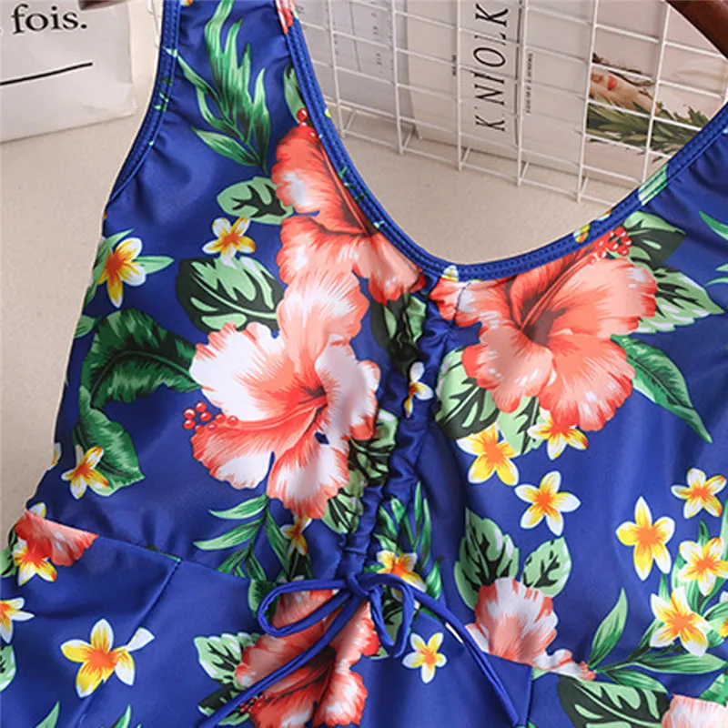 Сиамский купальник Женская одежда большого размера с рисунком консервативное купальное платье Цельный купальник плюс размер 4XL 6XL maillot de bain 4fn