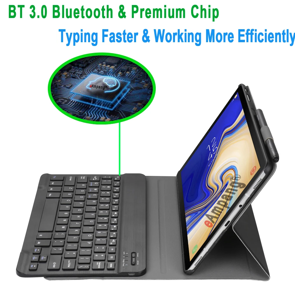 Кожаный чехол с клавиатурой для Samsung Galaxy Tab S4 10 5 T830 T835 Bluetooth держателем