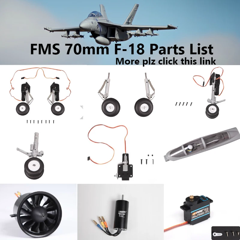 

FMS 70mm F-18 F18 EDF Ducted Fan Jet Parts Landing Gear Set Retract Motor ESC Servo Canopy RC Airplane Model Plane Aircraft