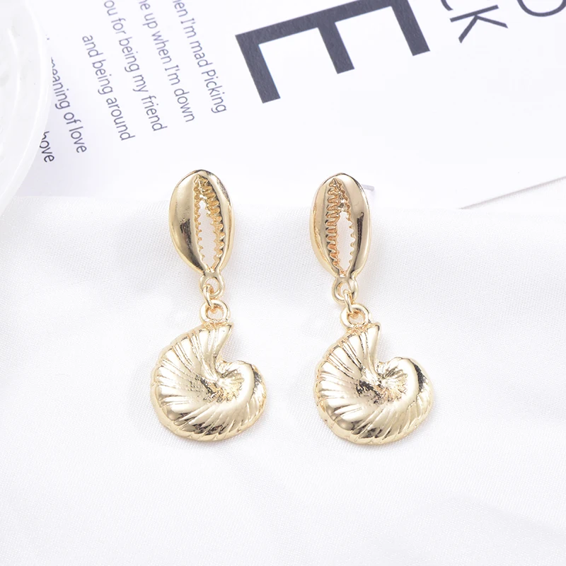 

2019 Fashion Shell Earrings For Women Summer Vocation Sea Beach Drop Earring Vintage Gold Long Earrings Female Boho Jewelry