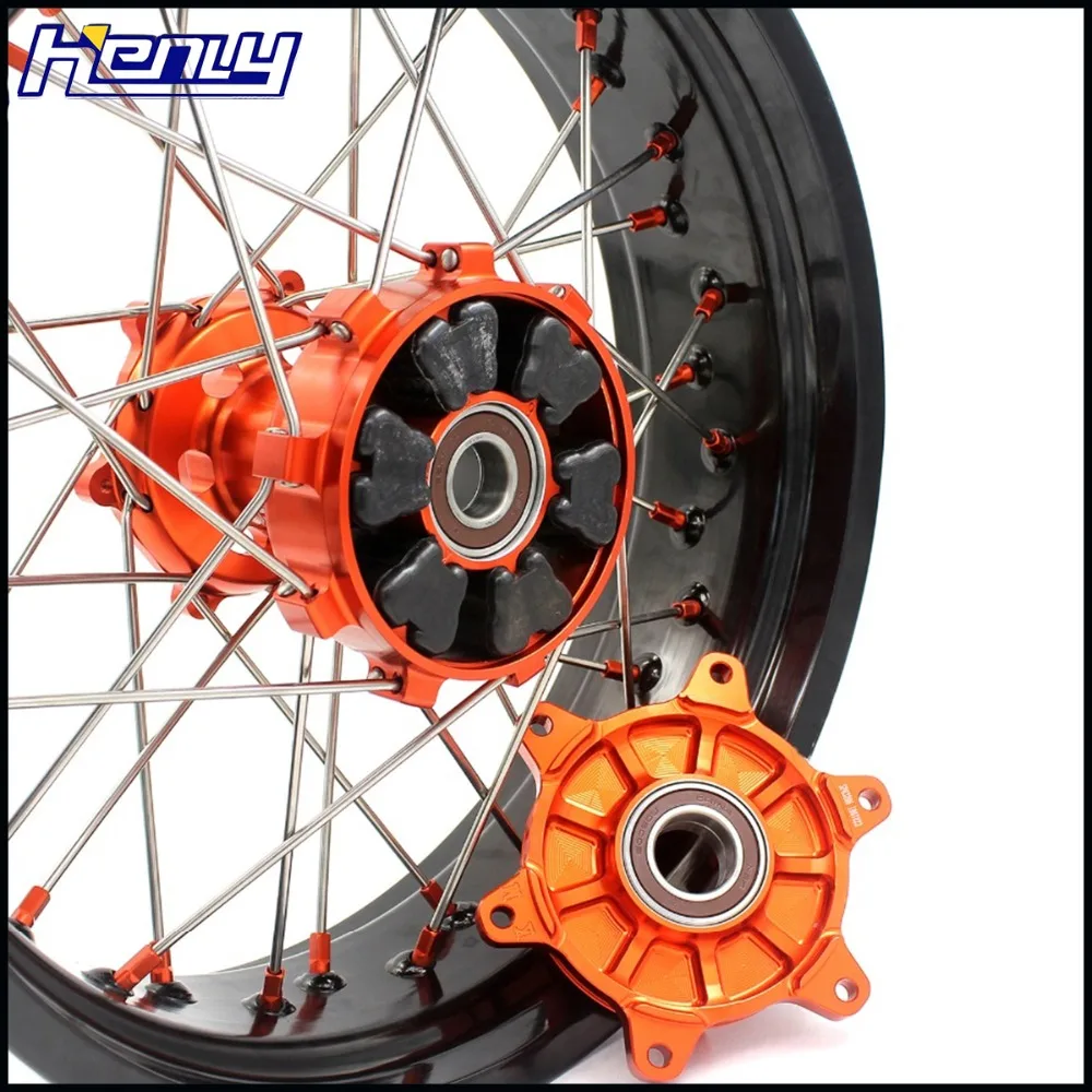 3,5/4,25 полный набор дисков Supermoto Cush для KTM 690 ENDURO R 2008- SMC 2008-2011 оранжевый ниппель