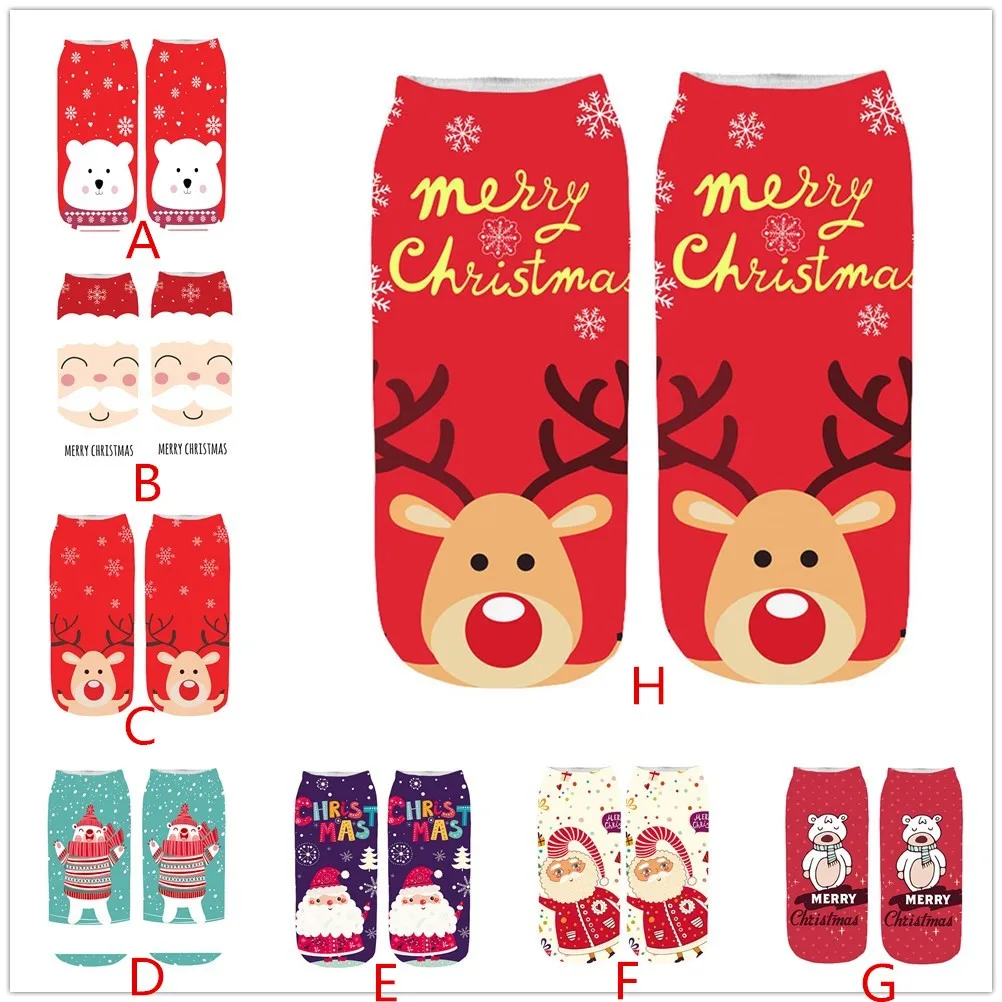 Женские носки унисекс с объемным забавным рождественским рисунком; необычные милые короткие носки с необычным принтом; Модные новогодние носки; подарки