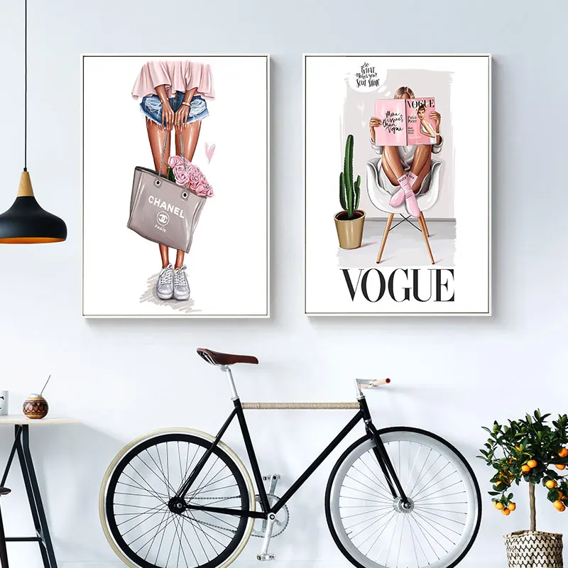 

Vogue Woman Fashion Posters and Prints Paris Canvas Painting Letter Art Print Wall Pictures For Living Room Unframed
