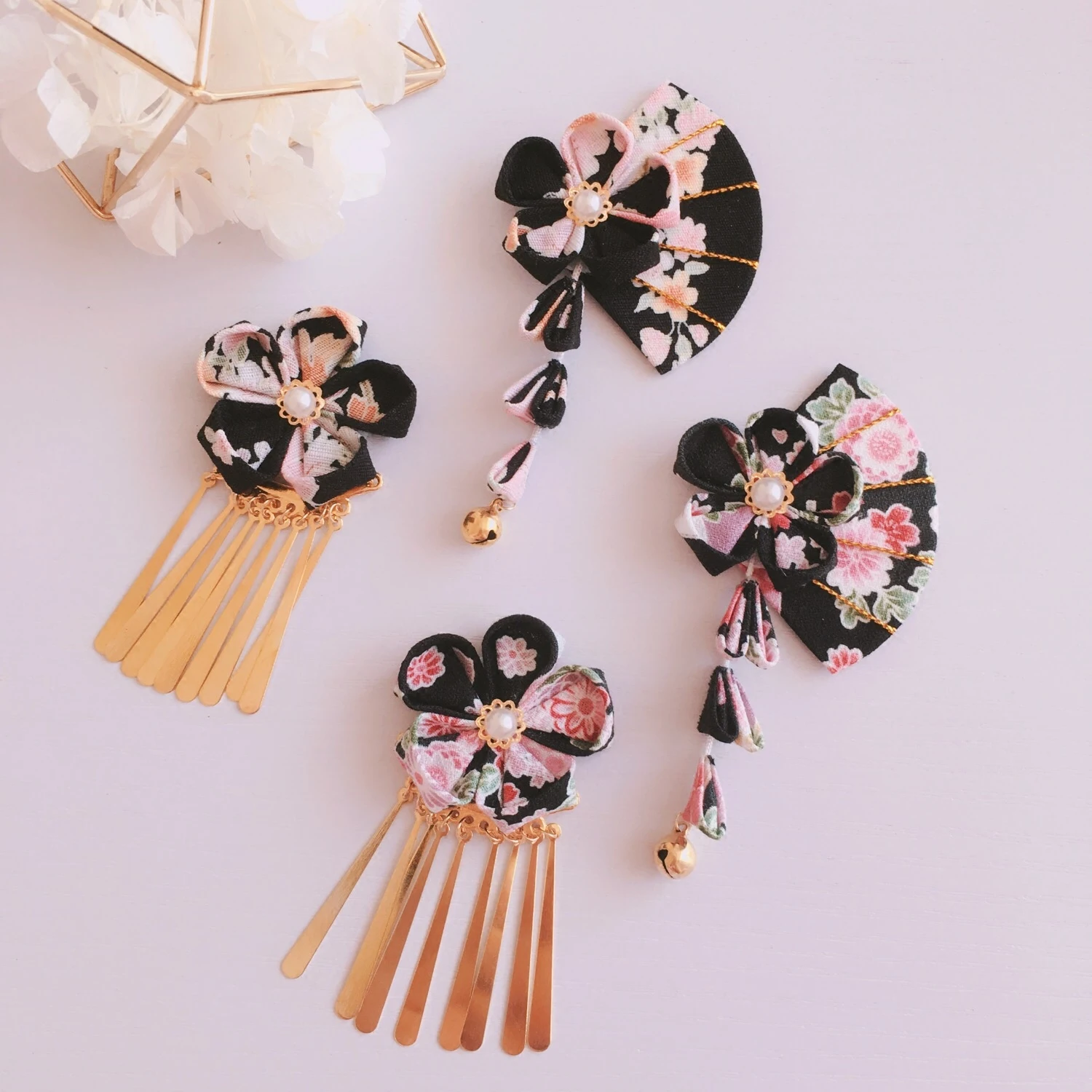 Sakura handmade Japanese and wind hair clip side clip Japanese hair