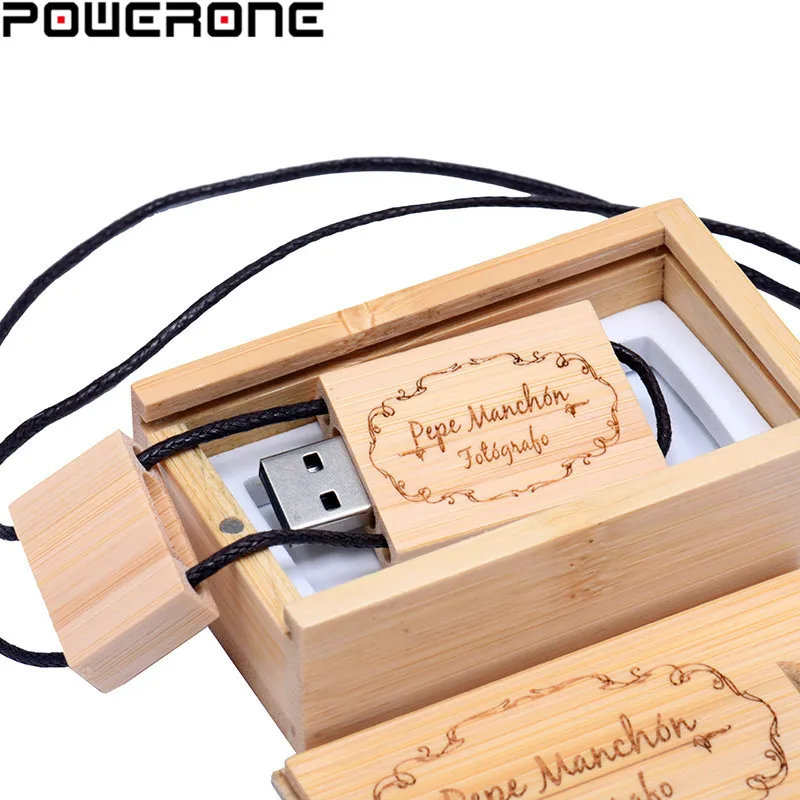 POWERONE Nutural деревянный USB флеш-накопитель ремешок деревянная Флешка 8 ГБ 16 ГБ 32 ГБ флеш-накопитель карта памяти U диск логотип клиента