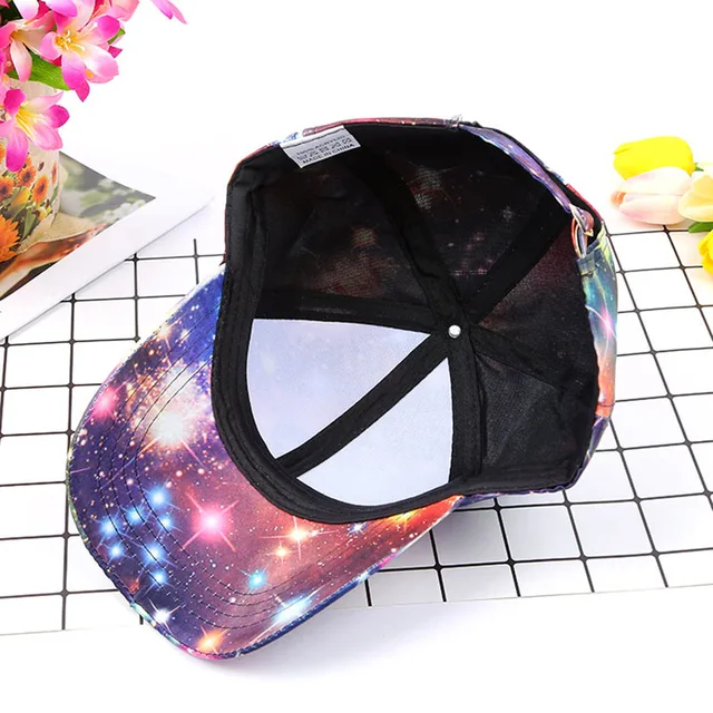2018 New Women’s Starry Sky Printing Polyester Baseball Cap Summer Sun Hat Snapback Hip Hop Caps Cool Star Party Dance Hats