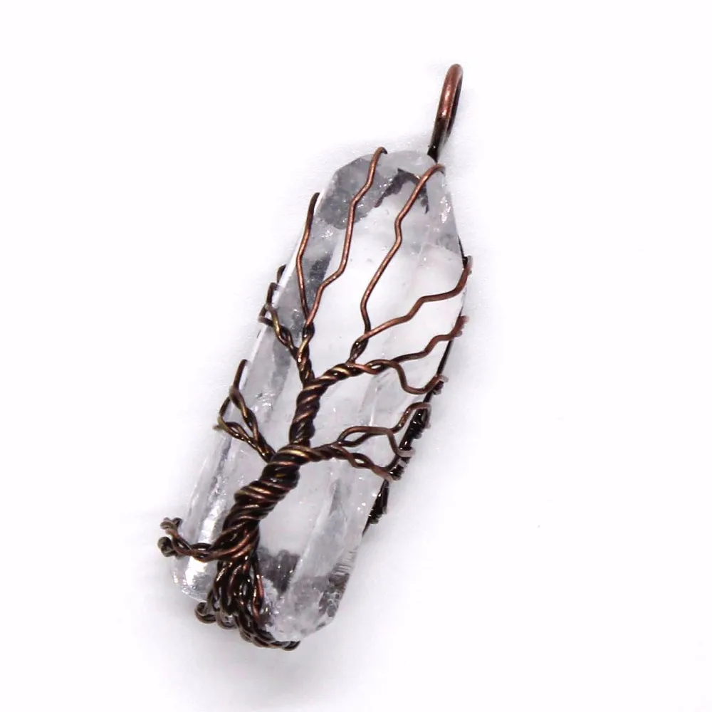 Крафт-бусины уникальный дизайн неправильной формы Природный рок-кристалл проволока обернутый кулон Ювелирное Украшение