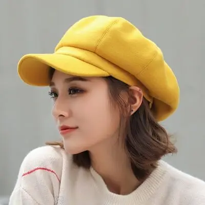 MAERSHEI wool Women Beret Autumn Winter Octagonal Cap Hats Stylish Artist Painter Newsboy Caps Black Grey Beret Hats - Цвет: 2 color