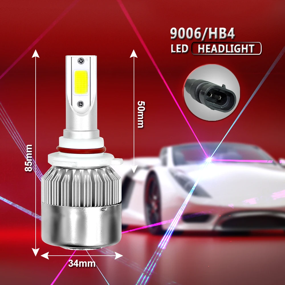 

2 C6 Car Headlight H7 H4 H11 H1 9005 9006 HB2 HB3 12V 110W 6000K 8000LM Turbo Led Lights COB bulbs Auto Headlamp car front light