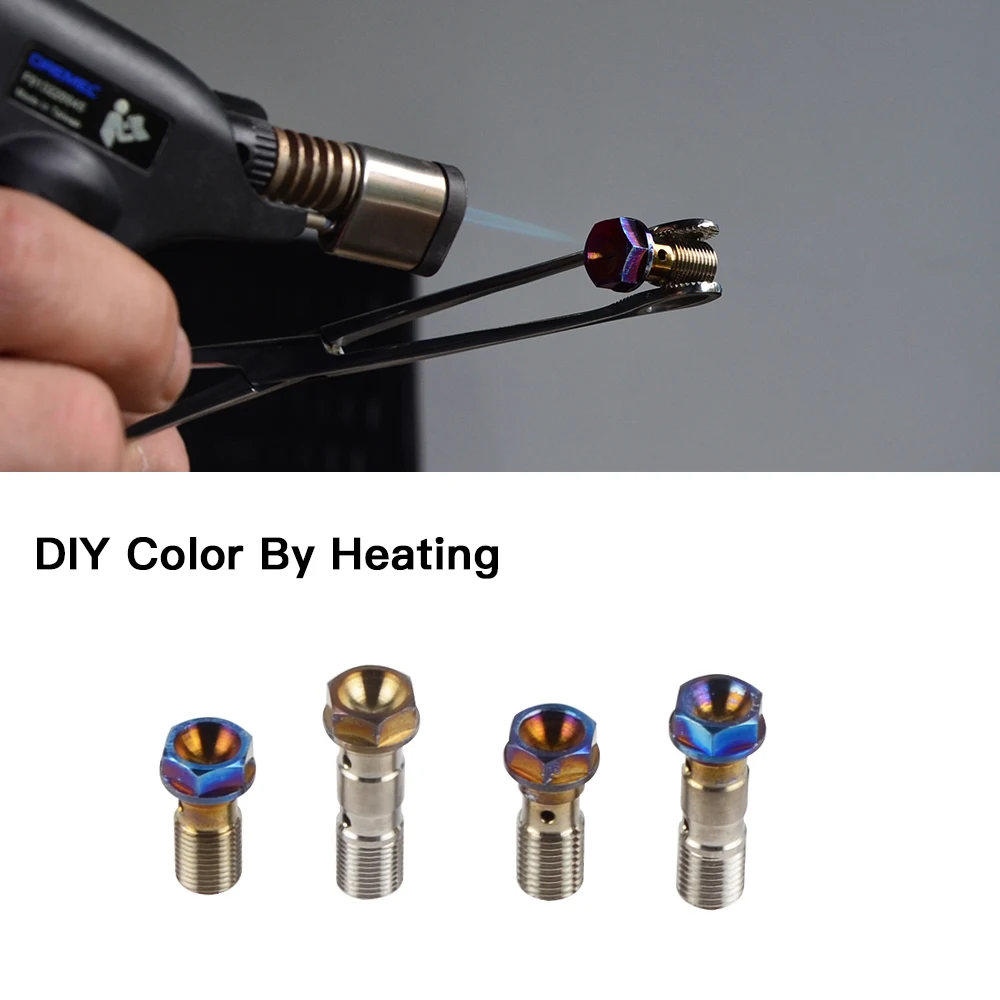 Motorcycle M10 x 1.25 Brake Banjo Bolt Caliper Master Cylinder Bolt For Single Line Hydraulic Brake Systems DIY Color By Heating