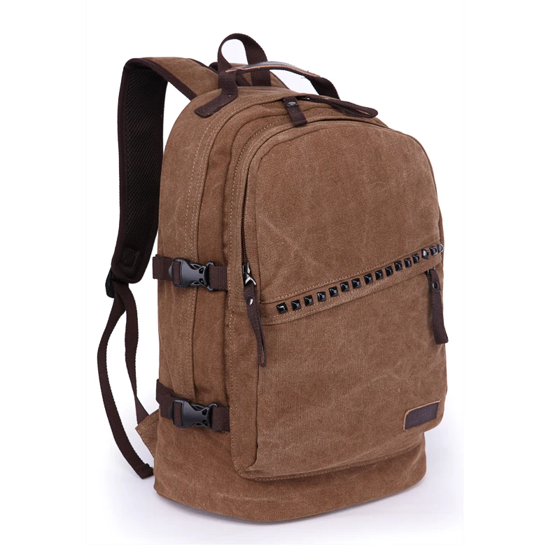 

Rivets Canvas Men Backpack Pretty Style Solid School Bag For Man Large Capacity Travel Male Backpacks 15.6 inches Laptop Bags