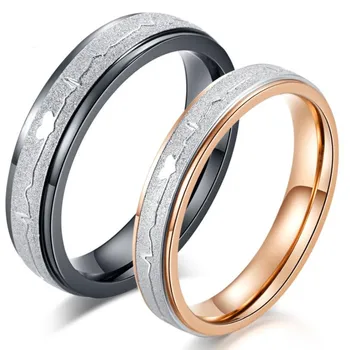 

Fashion hot new titanium steel ecg couples ring stainless steel ring manufacturers direct sales