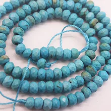 Бусины россыпью Бирюзовая синяя яшма Круглые граненые 4*2 мм 1" для DIY изготовления ювелирных изделий FPPJ бусины натуральный драгоценный камень