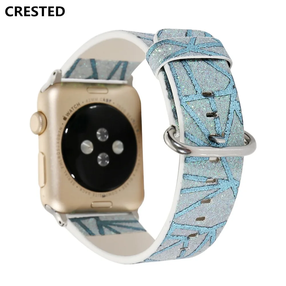 

CRESTED genuine leather strap For Apple Watch band 42mm/38MM iwatch series 3 2 1 wrist bands bracelet replacement watchband belt