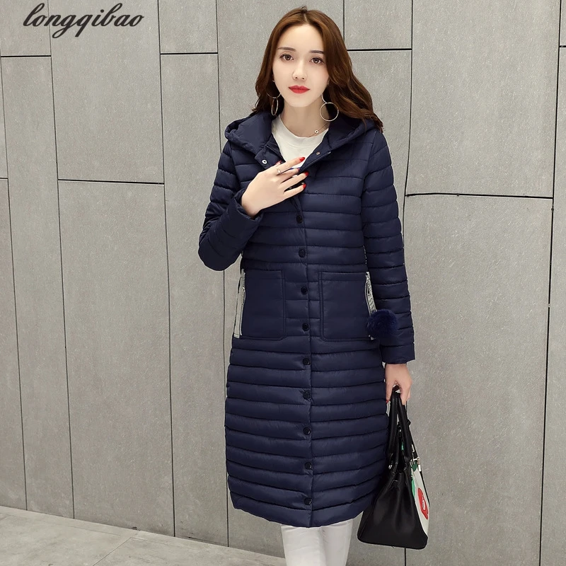 

European and American women's new large size long section of thin hooded down jacket Slim cotton-padded Cotton clothing AL7793