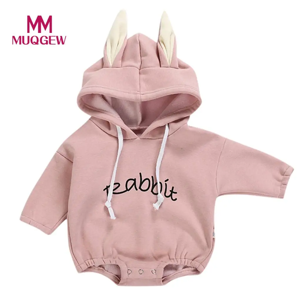MUQGEW 2019 de dibujos animados lindo damas chico bebé niña niño conejo carta Sudadera con capucha Tops Jersey mameluco de ropa de algodón suave bebe