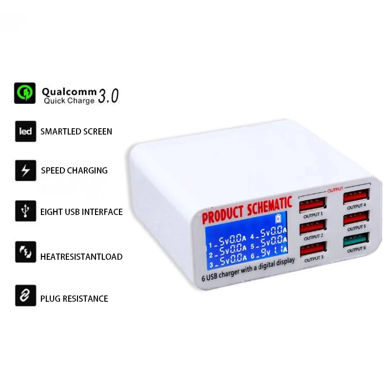 Quick Charge 3.0 Smart USB Charger HUB Led Display Fast Charging Power Adapter (7)