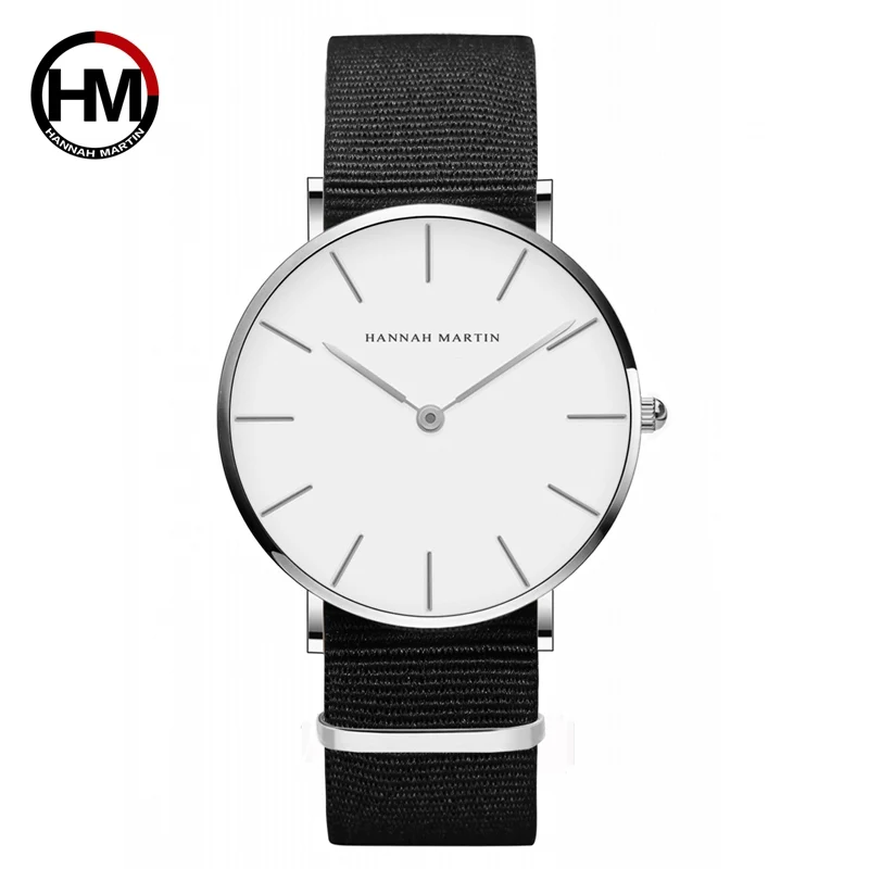 

Dropshipping Japan Quartz Movement Watches Women Fashion Unisex Analog Men Simple Nylon Waterproof Wristwatch Relogio Masculino