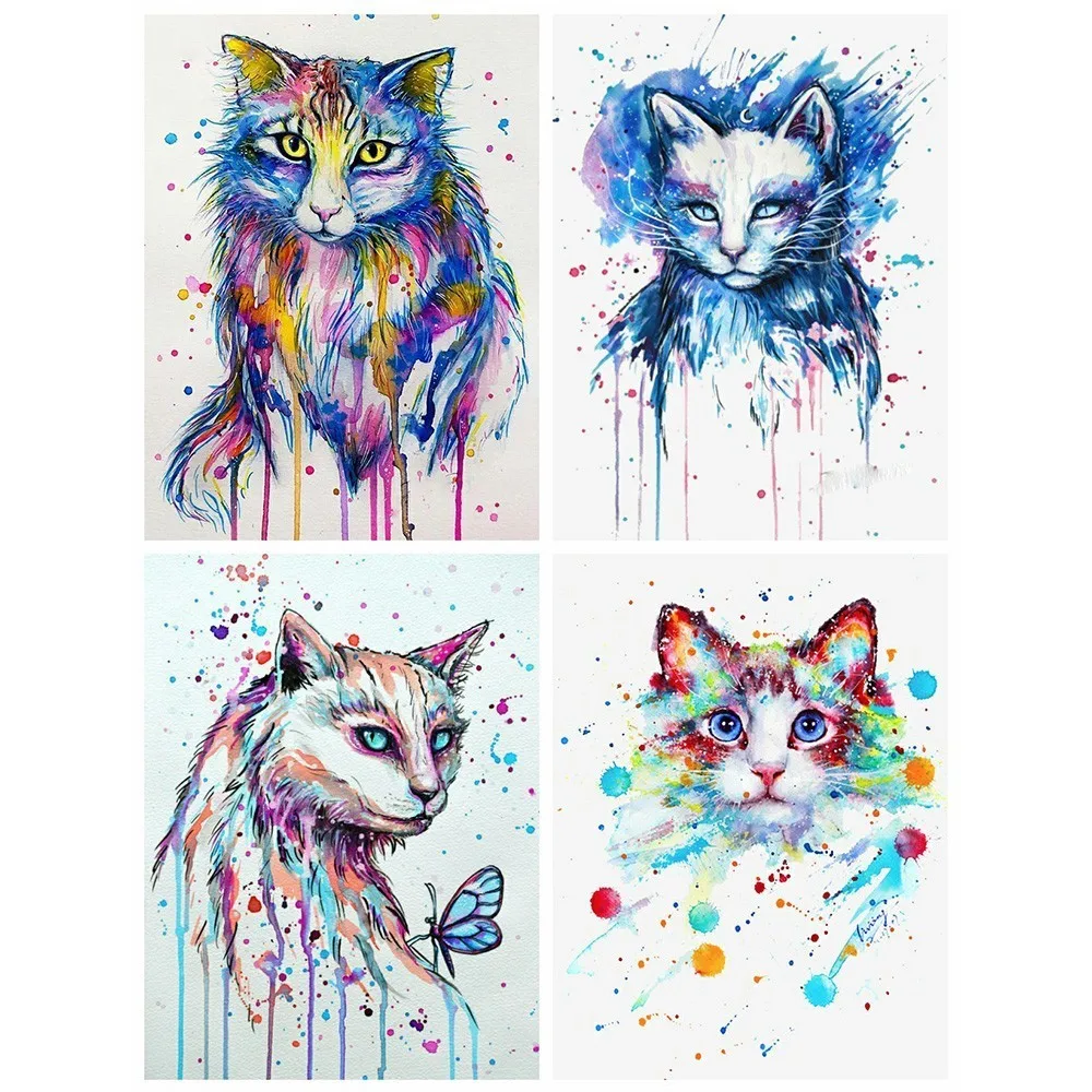 

HUACAN 5D DIY Diamond Painting Cat Diamond Mosaic Animal Home Decoration Picture Of Rhinestones Diamond Embroidery Cross Stitch