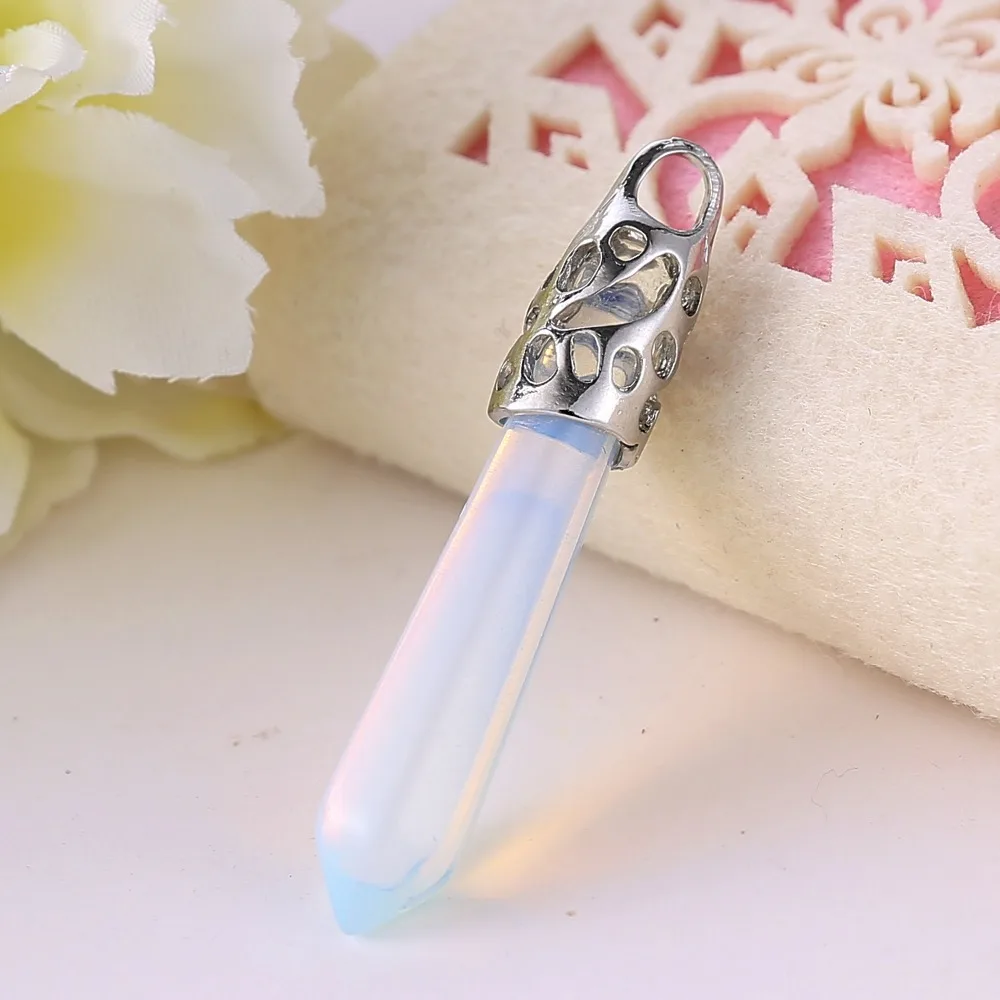 Beautiful Quartz Necklace Pendants Natural Gem Crystal Quartz Pendant Hexagonal Column Stone
