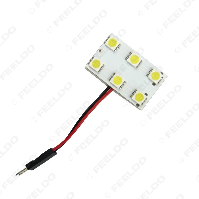 FEELDO 10 шт. белый 6SMD 5050 3 Chips автомобильная светодиодная панель с T10/BA9S/фестон адаптер