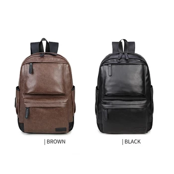 

2019 Men Backpack School Bag PU Leather Men & Women Designer Retro Student Bag 15.6 Inch Laptop Backbag Business Travel Big Bag