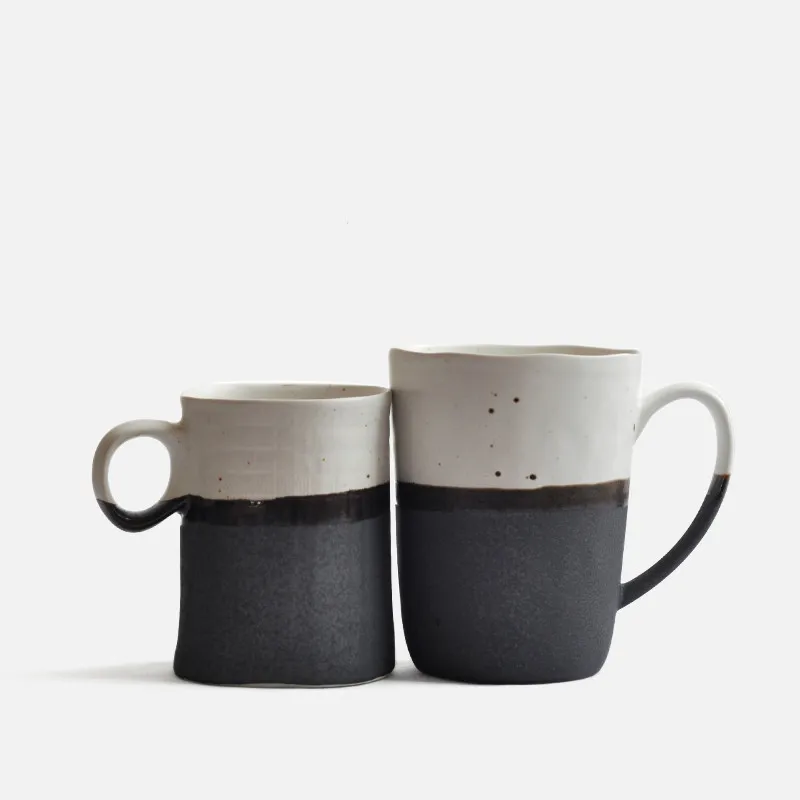 

Creative Retro Japanese Style Drinkware Mugs Ceramic Pottery Coffee Milk Tea Mug Cup with Handgrip White Ink Gifts Couples Cup