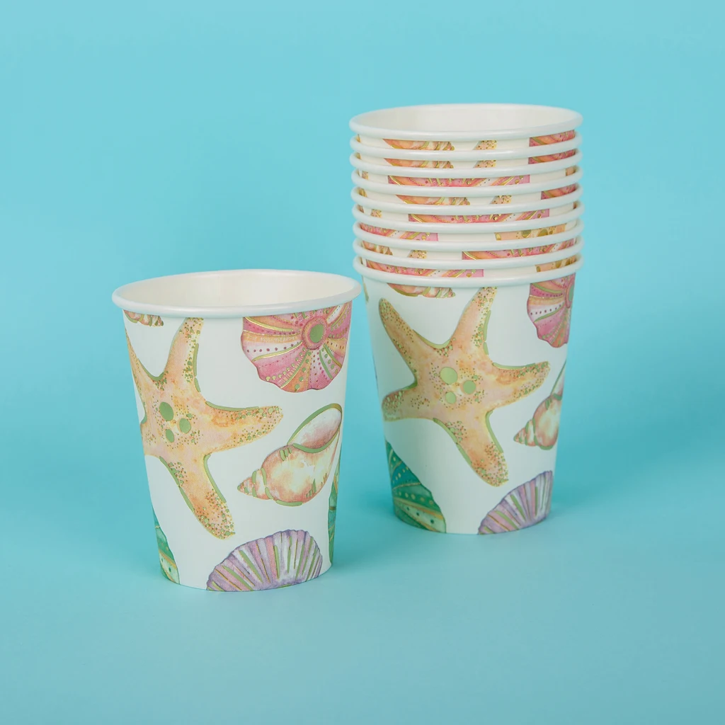 20pcs Starfish Sea Snail Disposable Cup Birthday Party Tableware Decoration