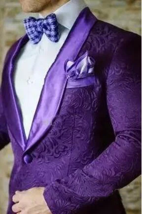 Purple Mens Floral Blazer Designs Mens Paisley Blazer Slim Fit Suit Jacket Men Wedding Tuxedos Fashion Male Suits (Jacket+Pant dinner jacket midnight plum paisley mens vintage slim fit suits pant notch lapel groomsmen wedding tuxedos jacket pant