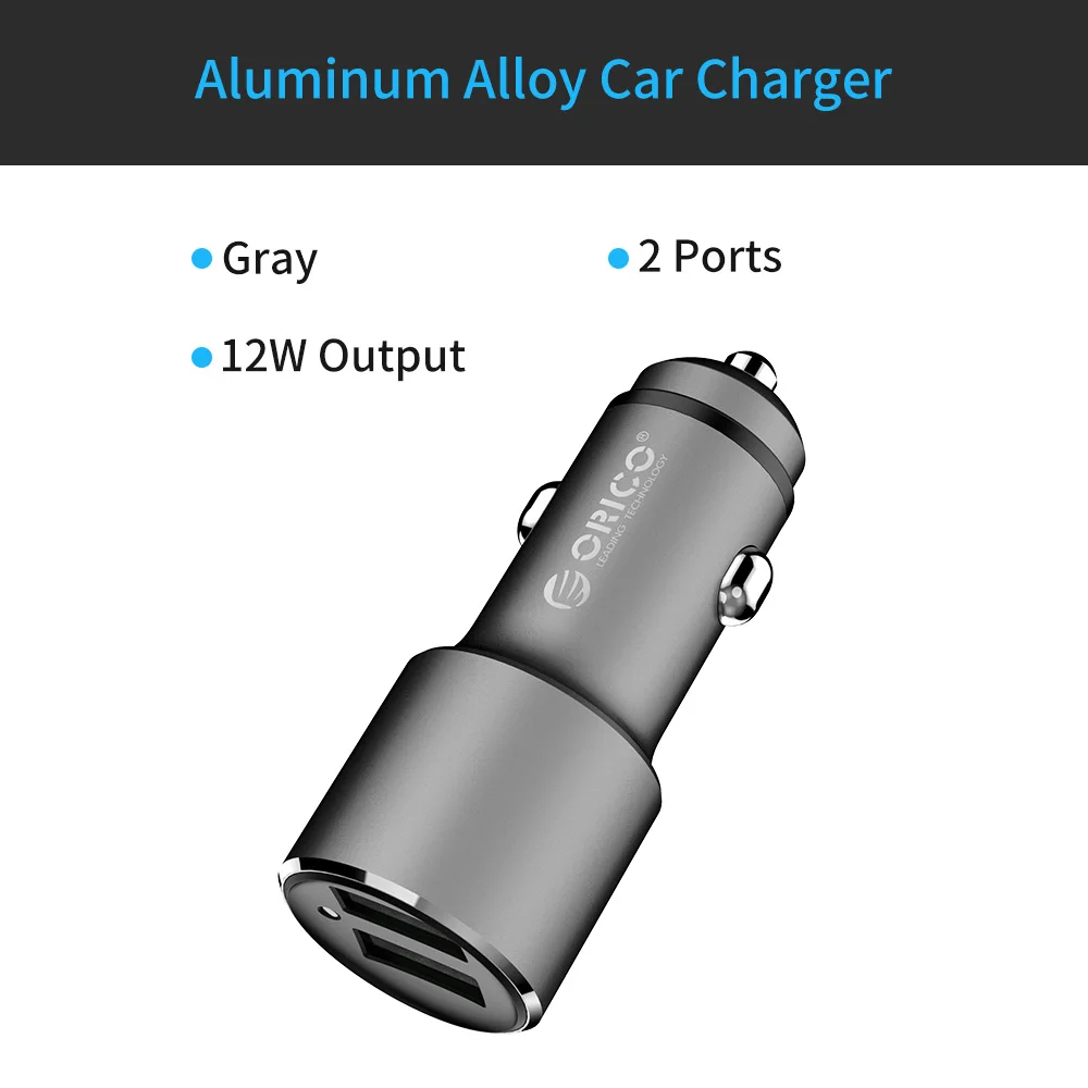 ORICO USB Автомобильное зарядное устройство для мобильного телефона 5V2. 1A 5V1A умный автомобильный адаптер для зарядного устройства для samsung Xiaomi huawei Phone Tablet - Тип штекера: UPJ 12W Gray